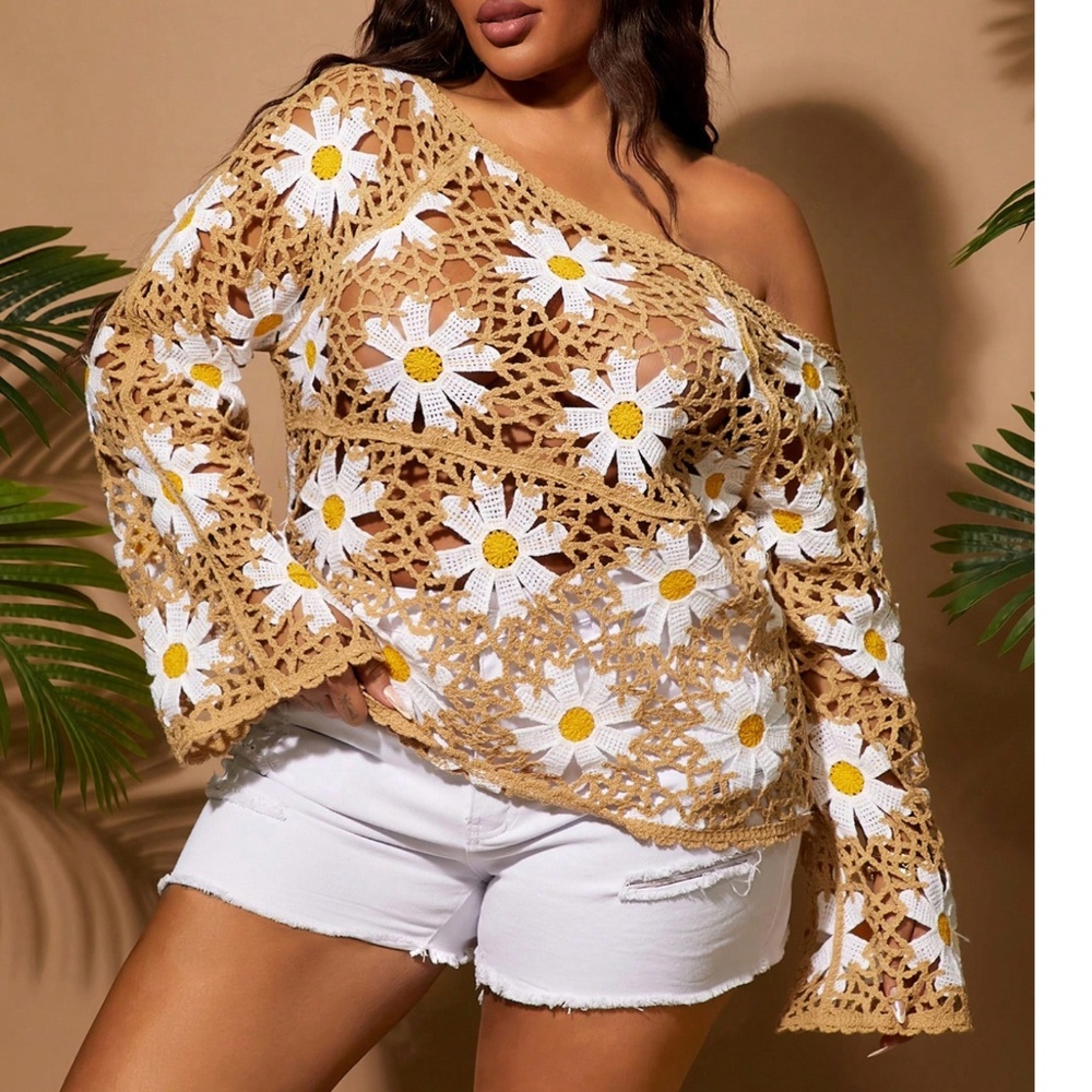 Floral Crochet Off-Shoulder Top